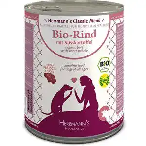 Bio-Hundefutter Herrmann’s, Rind Menu 2 mit Süßkartoffeln, 6er