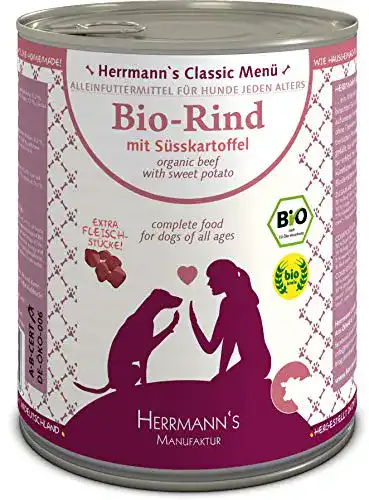 Bio-Hundefutter Herrmann’s, Rind Menu 2 mit Süßkartoffeln, 6er