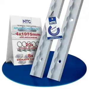 Airlineschiene NTG 4 x 2 m Alu, eckig mit Bohrungen, Zurrschiene