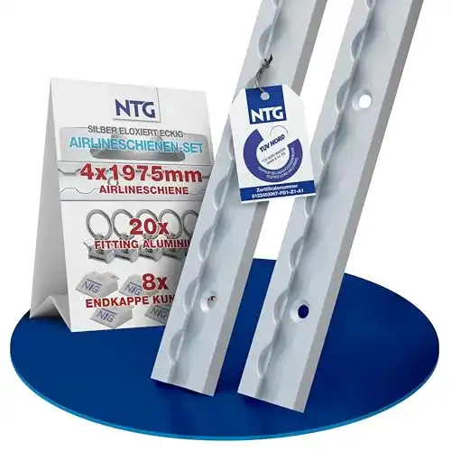 Airlineschiene NTG 4 x 2 m Alu, eckig mit Bohrungen, Zurrschiene