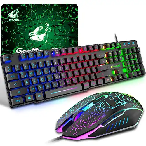 Gaming-Tastatur und -Maus ZIYOU LANG Set, QWERTZ German