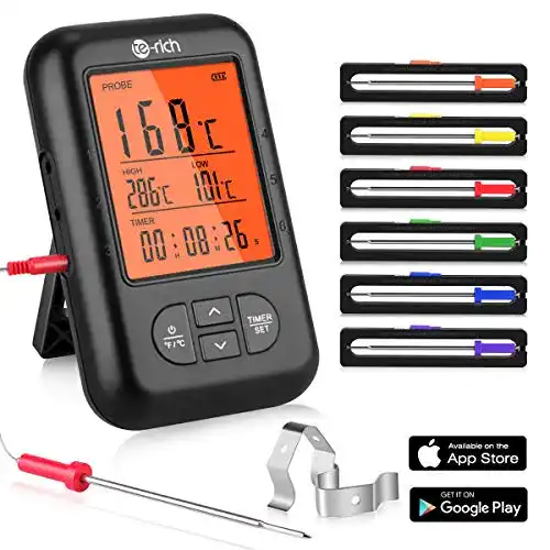 Grillthermometer (Bluetooth) Te-Rich, unterstützt IOS, Android