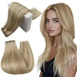 Haartressen RUNATURE Echthaar Tressen Extensions Aschblond