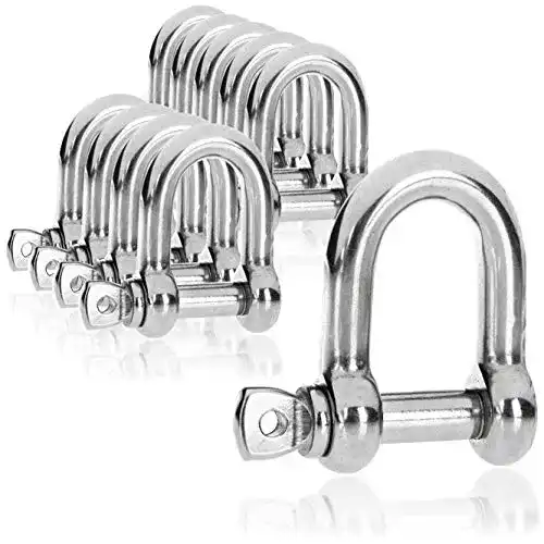 Schäkel com-four ® 10x D-Form, Karabiner Schekel klein