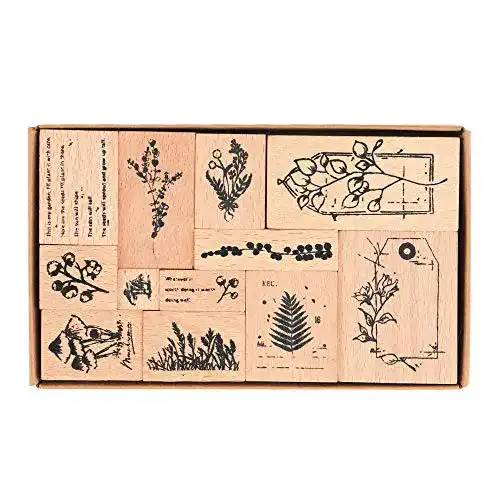 Motivstempel NOGAMOGA Hölzern Stempel Set, 12 Stück