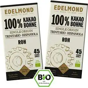 Dunkle Schokolade Edelmond Bio Rohe 100% Edel – (2 Tafeln)