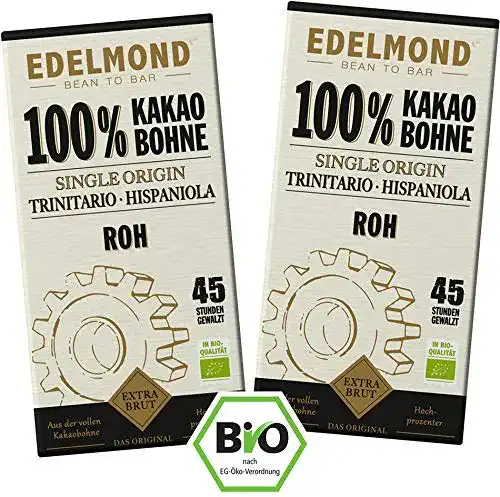 Dunkle Schokolade Edelmond Bio Rohe 100% Edel – (2 Tafeln)