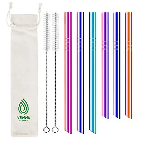 XXL-Strohhalm VEHHE Bubble Tea Strohhalme, 6er Set 24cm/21cm