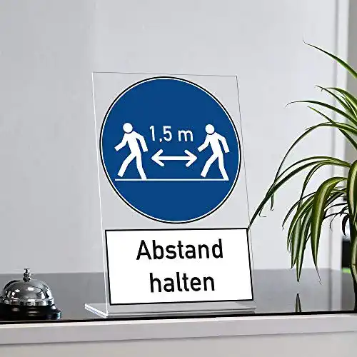 Abstand-Schild STEMPEL-FABRIK Acryl Aufsteller Abstand halten