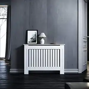Heizkörperverkleidung ELEGANT Holz Weiß Vertikal Lamell