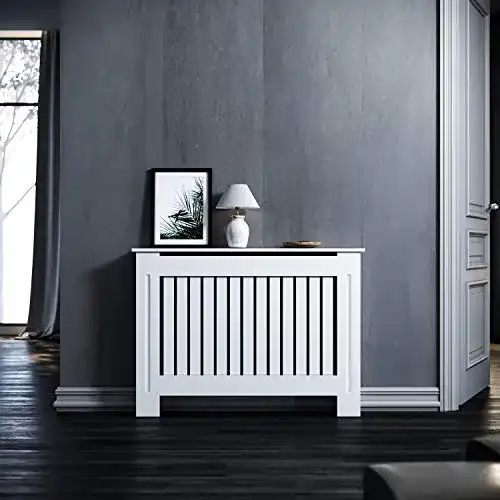 Heizkörperverkleidung ELEGANT Holz Weiß Vertikal Lamell