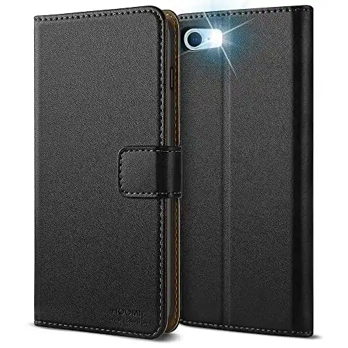 iPhone-8-Hülle HOOMIL, Leder Flip Case, 4,7 Zoll, Schwarz
