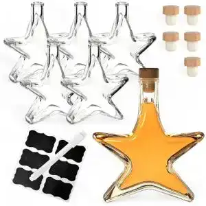 Likörflaschen gouveo 6er Set Glasflasche 200 ml Stern