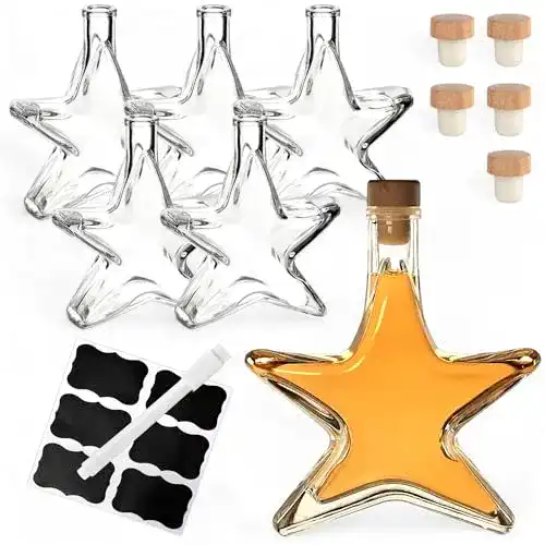 Likörflaschen gouveo 6er Set Glasflasche 200 ml Stern