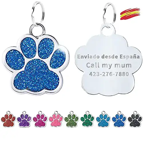 Hundemarke FUSIYU Personalisierte Hunde-Pfote mit Gravur