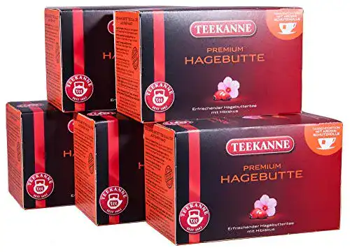 Hagebuttentee Teekanne Premium Hagebutte 20 Beutel, 5er Pack