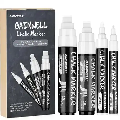 Kreidestifte GAINWELL 4er Pack weiße Kreidemarker – Reversible