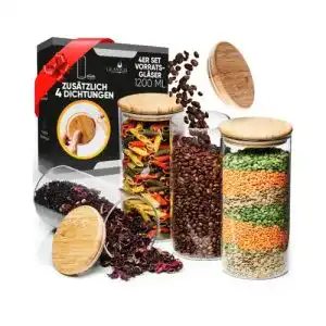 Vorratsgläser Glasich ® mit Deckel + Stift 4er Glas Set