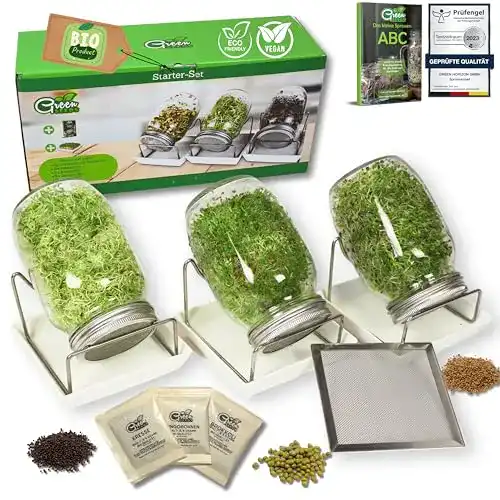 Sprossengläser Green SEEDS Sprossenglas Keimglas 3er Set