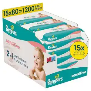 Feuchttücher Pampers Sensitive Baby, 15 x 80 Tücher