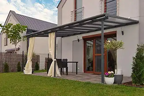 Terrassenüberdachung Hochwertige graue ALU Veranda 550 x 300