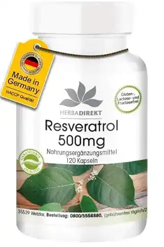 Resveratrol-Kapseln herba direct Resveratrol 500mg, 120 Kapseln