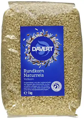 Vollkornreis Davert Naturreis Rundkorn, 4 x 1 kg, Bio