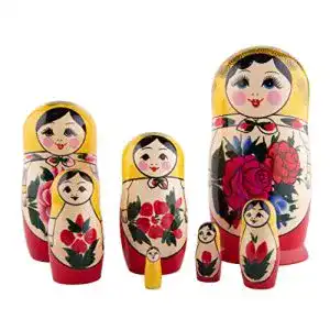 Matroschka Heka Naturals Russische Puppen, Gelb, 7 Stück, 18 cm