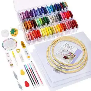 Stickset Caydo Stickerei Set, Stickerei Starter Kit mit 5 Stickrahmen