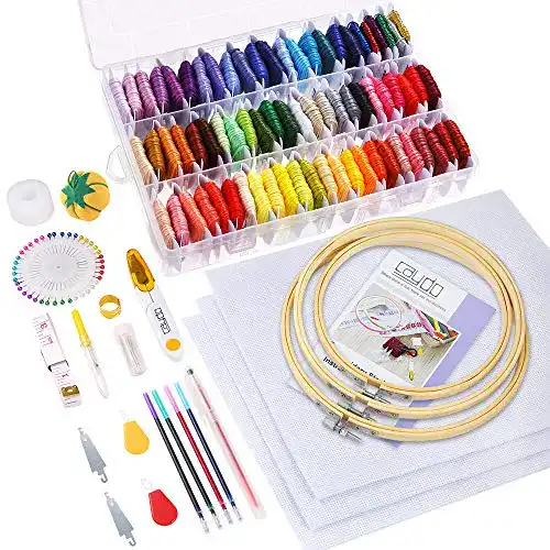 Stickset Caydo Stickerei Set, Stickerei Starter Kit mit 5 Stickrahmen
