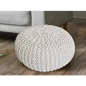 Pouf casamia Ø 55 cm Strickhocker Sitz Sitzpuff Grobstrick-Optik