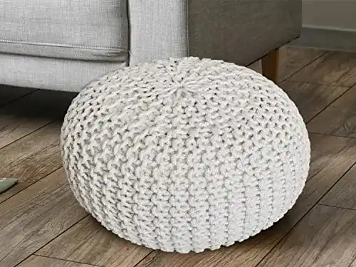 Pouf casamia Ø 55 cm Strickhocker Sitz Sitzpuff Grobstrick-Optik