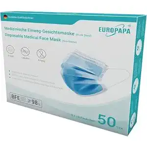 Einwegmaske EUROPAPA 50x medizinische OP Maske 3-lagig