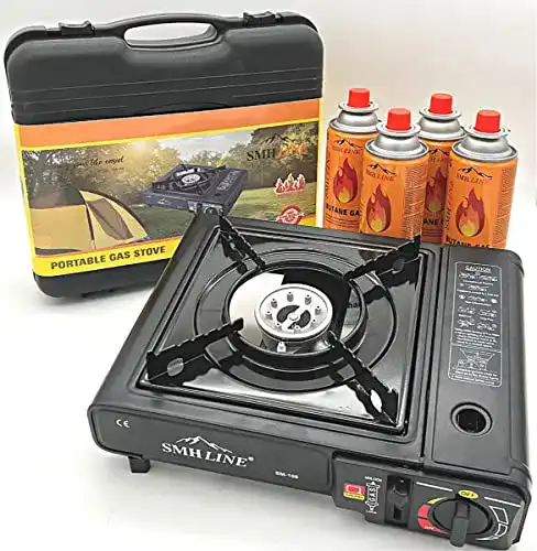 Gasgrill mit Kartusche TW24 Gaskocher inkl. 4X Gaskartusche Butan