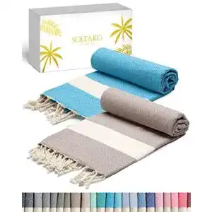 Hamamtuch SOLTAKO XXL 2X Fouta Strandtuch Handtuch Saunatuch Badetuch
