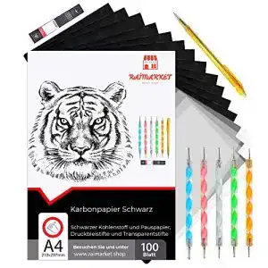 Kohlepapier Raimarket 100 Blatt schwarzes Kohle Transferpapier