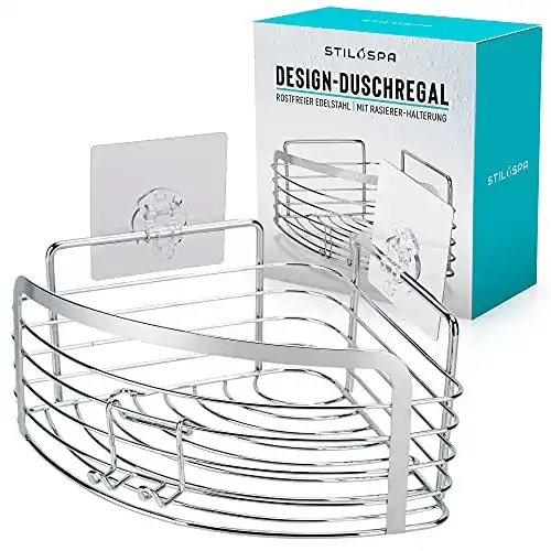 Duschablage Eck STILOSPA ® Duschregal ohne Bohren, Edelstahl