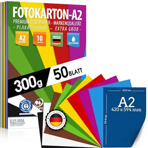 Plakatpapier ELES VIDA 50 Blatt BUNTES PAPIER DIN A2 Set
