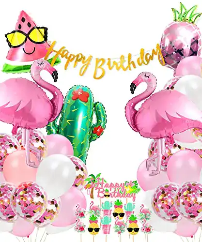 Party-Deko Regendeko 46er Set Geburtstagsdekoration Flamingo