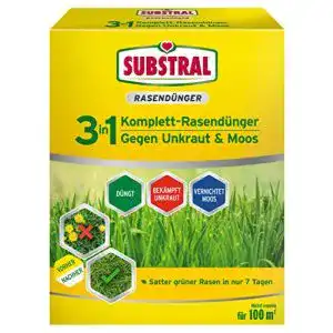 Rasendünger mit Unkrautvernichter Substral 3 in 1, 3,6 kg