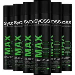 Haarspray Syoss MAX HOLD starker Halt für 48 Stunden, 6 x 400ml