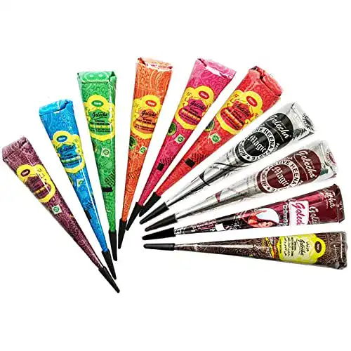 Henna-Tattoo-Farbe Golecha JPR, 10x Natural Mehndi Cones