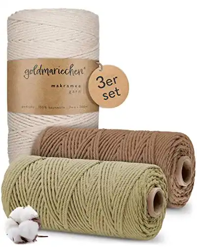 Baumwollgarn goldmariechen Premium Makramee Garn 3er Set
