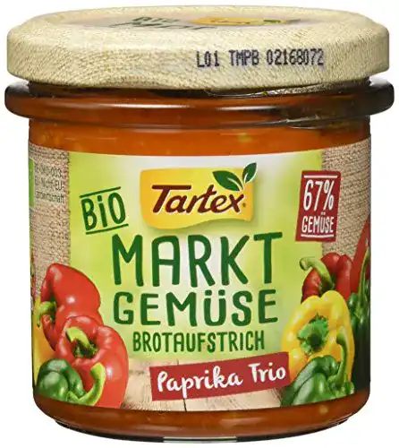 Bio-Brotaufstrich Tartex Bio Marktgemüse, Paprika Trio, 6 x 135 g