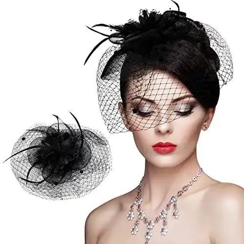 Fascinator Olinner Faszinator Hut, Schleier Mesh Stirnband