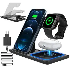 Apple-Watch-Ladegerät CAVN 3-in-1 Kabelloses Ladegerät, Faltbar
