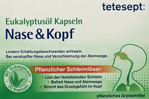 Erkältungskapseln Eukalyptusöl tetesept Nase & Kopf, 20 Stück