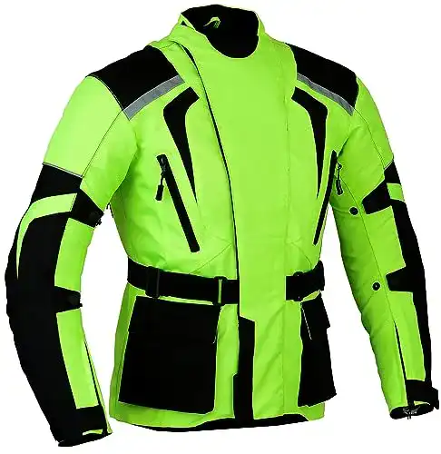 Motorradjacke Damen GEARX Grüne Motorradjacke, hochsichtbar