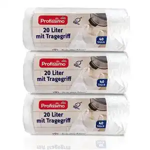 Müllbeutel Profissimo mit Tragegriff, 20 Liter, 3er Pack, 120 Stück