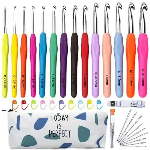 Häkelnadeln Totofy Häkelnadel Set 14 Stück, ergonomische Soft